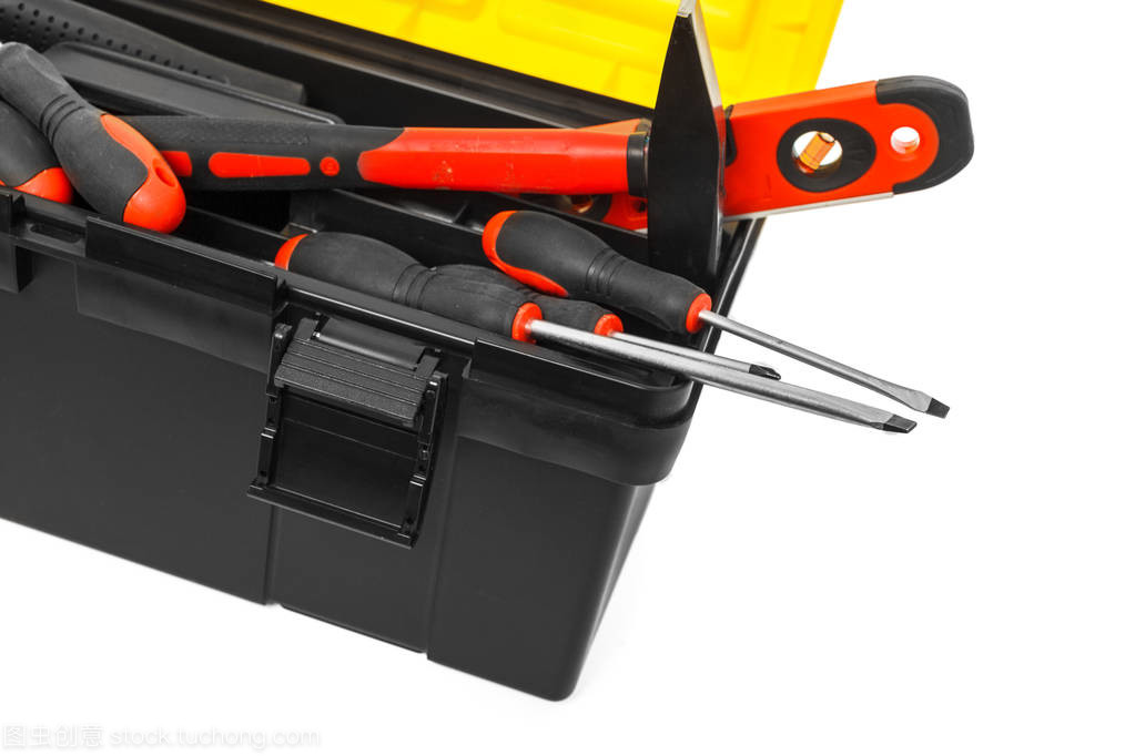 白色背景分离式五金工具包 专业工具收纳与便捷组合